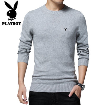 花花公子（PLAYBOY） 長(zhǎng)袖 男士T恤 818灰色 XL，L，XXXL，XXL，M