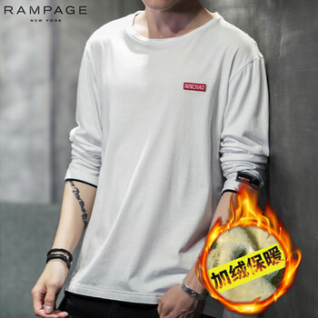 RAMPAGE 長袖 男士T恤 T50白色加絨 