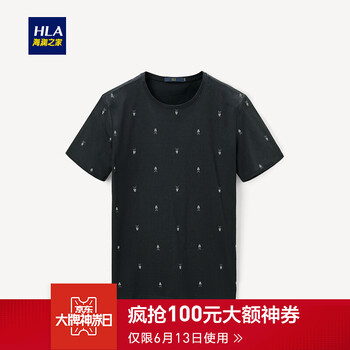 海瀾之家（HLA） 短袖 男士T恤 黑色花紋TG 