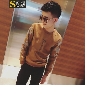閃爆（SHANBAO） 長(zhǎng)袖 男士T恤 8809焦糖色 S，XL，L，M，XXXL，XXL
