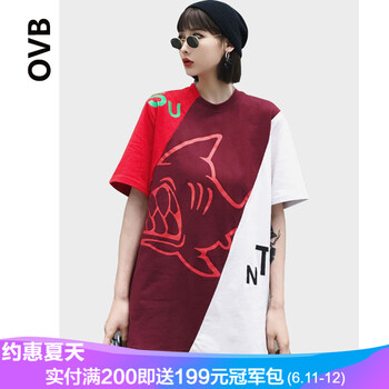 ovb 短袖 男士T恤 紅拼接 