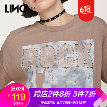 金羽杰 金屬裝飾 短袖 T恤 女 圓領(lǐng)