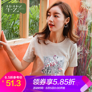 圓領(lǐng)短袖上衣，夏日清爽百變?cè)煨? title=