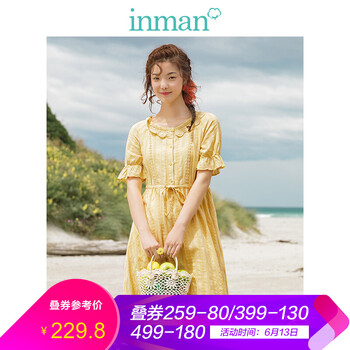茵曼（INMAN） 碎花 花邊 連衣裙