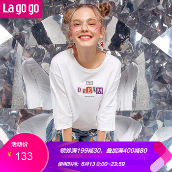 lagogo 亮片，刺繡，貼布 短袖 T恤 女 圓領(lǐng)