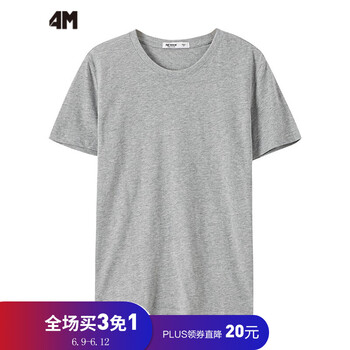 4M 短袖 男士T恤 中花灰 