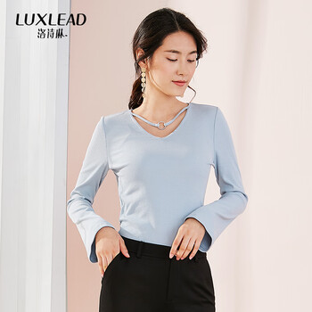 洛詩琳（LUXLEAD） 圓環(huán) 短袖 T恤 女 V領(lǐng)