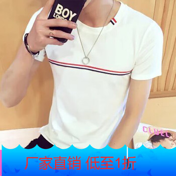 星涵（XINGHAN） 短袖 男士T恤 織帶條紋白色 