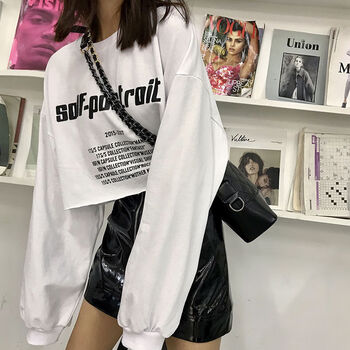 印花長袖襯衫，打造精致小臉