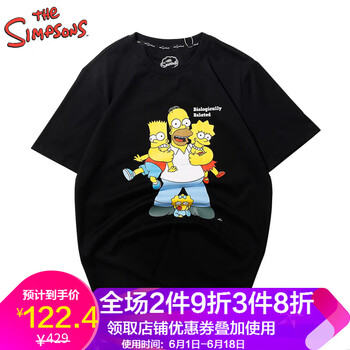 THE SIMPSONS 短袖 男士T恤 黑色 