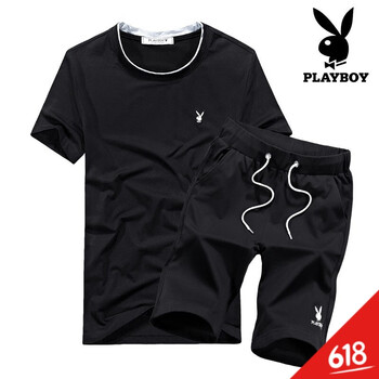 playboy 短袖 男士T恤 MT-1826黑色+黑色 