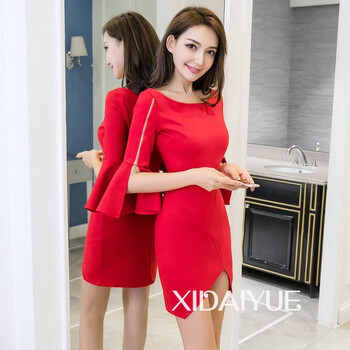 喇叭七分袖棉服