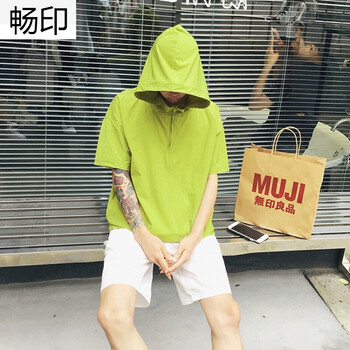 暢印 五分袖 男士T恤 果綠 S，XL，L，M