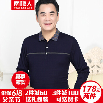 南極人（Nanjiren） 長袖 男士T恤 F306藏青 