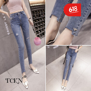 TCKN 高腰 鉛筆褲/小腳褲 女 九分褲 牛仔褲