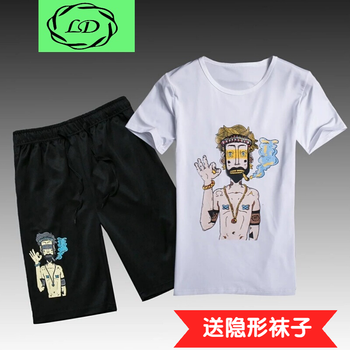 凌登（LingDeng） 短袖 男士T恤 野人套裝白 