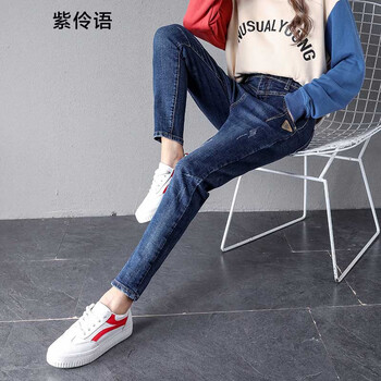 百搭牛仔小腳褲，微胖妹子的福音