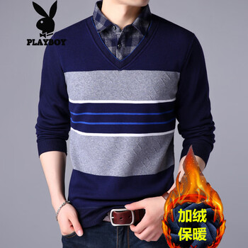 花花公子（PLAYBOY ESTABLISHED 1953） 長(zhǎng)袖 男士T恤 15328藍(lán)色 