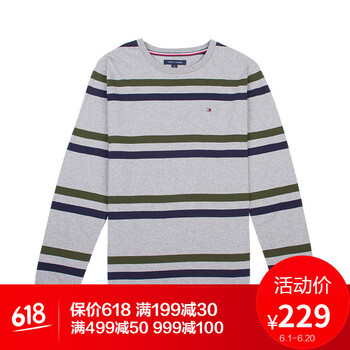 Tommy Hilfiger 長袖 男士T恤 淺灰色 