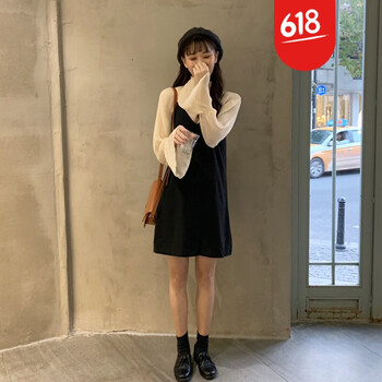 秋款黑白色中裙