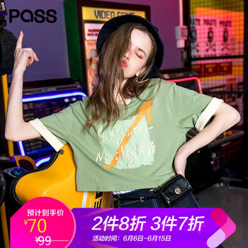 Pass 印花 短袖 T恤 女 圓領(lǐng)