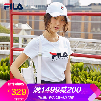FILA 拼色 短袖 T恤 女 圓領(lǐng)