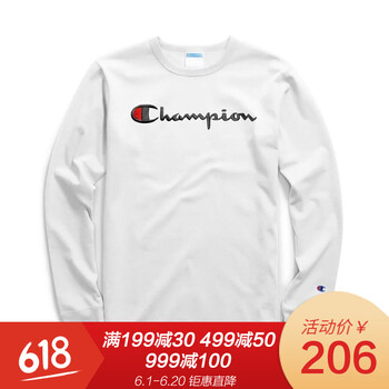champion 長袖 男士T恤 白色 