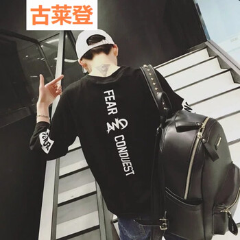 古萊登（GODLIKE） 短袖 男士T恤 七分后印花黑色 