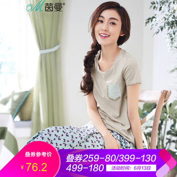 茵曼（INMAN） 肩章 短袖 T恤 女 圓領(lǐng)
