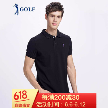 高爾夫（GOLF） 短袖 男士T恤 黑色 