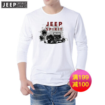 Jeep 長袖 男士T恤 長袖白色 