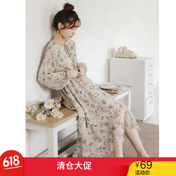 圣閑 碎花 波點(diǎn)，褶皺 連衣裙