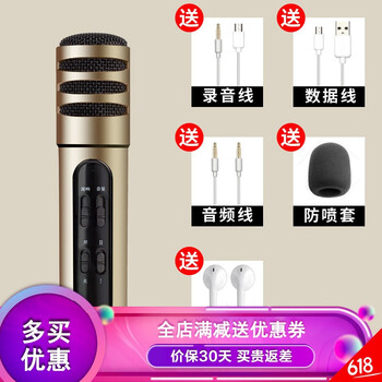 好牧人  手持 麥克風(fēng) 土豪金【送音頻線+耳機(jī)+棉】