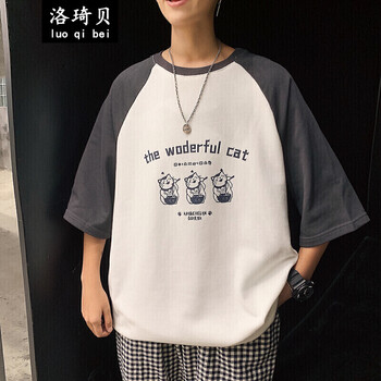 梵.戴克 五分袖 男士T恤 灰色 