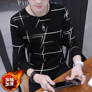 凌登（LingDeng） 長袖 男士T恤 【加絨款】黑色單件 S，XL，L，XXXL，XXL，M
