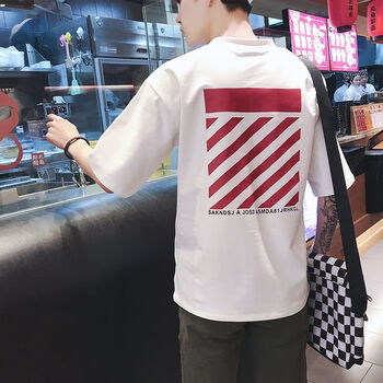 雷斯英杰（LEISIYINGJIE） 五分袖 男士T恤 白色 