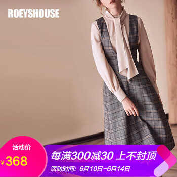 Roey s house 格子 口袋，拉鏈 連衣裙