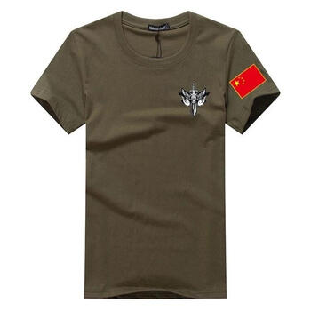 束鹿牛（SHULUNIU） 短袖 男士T恤 軍綠色戰(zhàn)狼 戰(zhàn)狼 