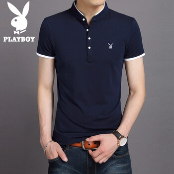 花花公子（PLAYBOY） 短袖 男士T恤 灰色1221 