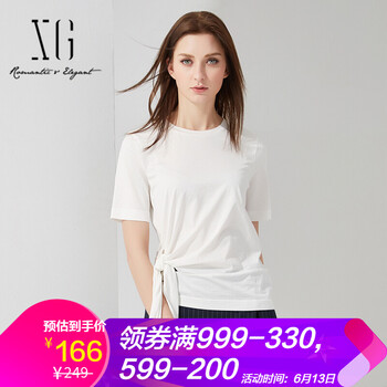 XG 綁帶 短袖 T恤 女 圓領(lǐng)