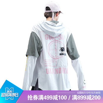 古由卡（GUUKA） 長袖 男士T恤 白色 S，XL，L，XXL，M