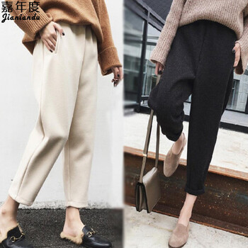 嘉年度（jianiandu） 松緊腰 哈倫褲 女 九分褲 休閑褲