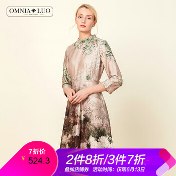 歐柏蘭奴（OMNIALUO） 植物花卉 印花 連衣裙