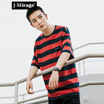 J·Mirage 短袖 男士T恤 酒紅色 9120 