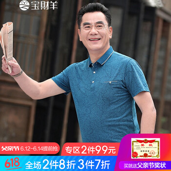 寶財(cái)羊 短袖 男士T恤 29056湖藍(lán)色 