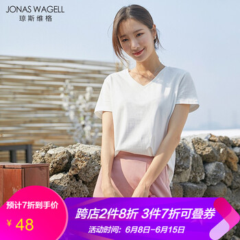 JONAS WAGELL 立體裁剪，立體裝飾 短袖 T恤 女 V領(lǐng)