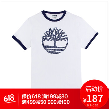 Timberland 短袖 男士T恤 100 白 