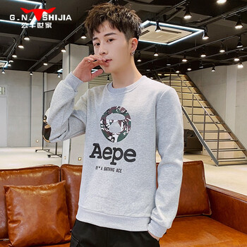 公牛世家（G.N.Shi Jia） 長袖 男士T恤 灰色 XL，L，M，XXL，XXXL