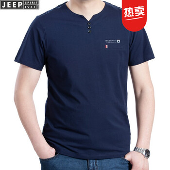 吉普（JEEP） 短袖 男士T恤 藍色TS0058 