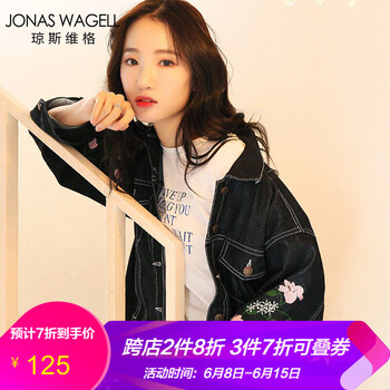 JONAS WAGELL 方領 長袖 女 短外套 口袋，刺繡，紐扣
